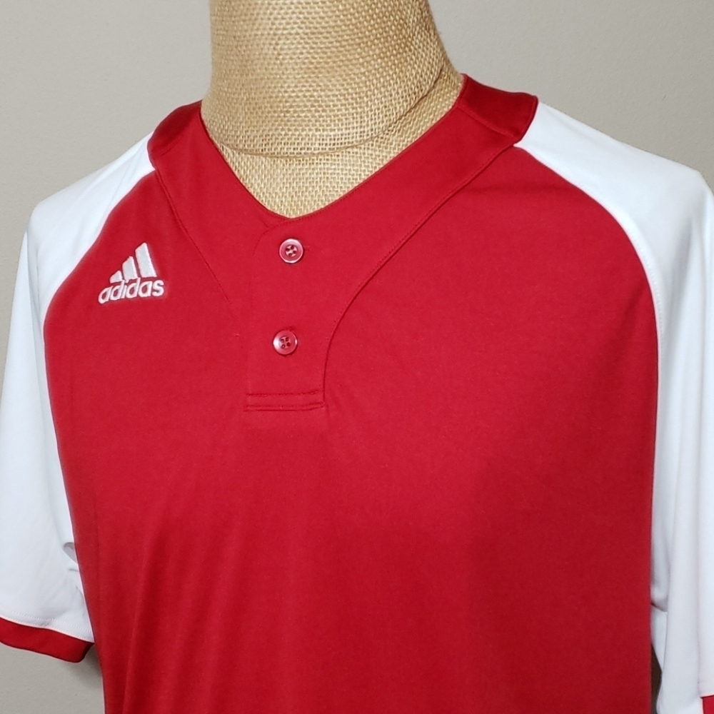 Adidas red and white baseball Jersey climacool